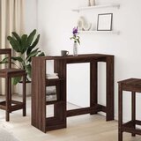 vidaXL Barska miza s policami rjavi hrast 124x46x103,5 cm inž. les | Shoptok.si