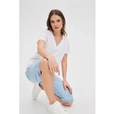 Marisse White Cotton V-Neck T-Shirt | shoptok.hr