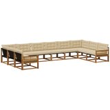 vidaXL Zunanja garnitura za sedenje z blazino 10 pcs Naravna in bež, (5000273556) | Shoptok.si