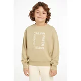 Calvin Klein Jeans Otroški bombažen pulover bež barva, IB0IB02133