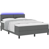 vidaXL Postelja s podnožjem in vzmetnico ter LED lučmi Temno Siva 140x200 cm Tkanina, (22067108) | Shoptok.si
