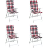  Jastuci za stolice 4 kom crveni karirani 120x50x3 cm od tkanine | shoptok.hr