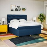 vidaXL Box spring postelja z vzmetnico modra 200x200 cm blago, (21306323) | Shoptok.si