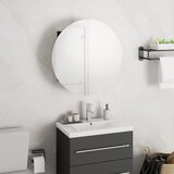  Kupaonski ormarić s okruglim ogledalom LED crni 40x40x17,5 cm | shoptok.hr