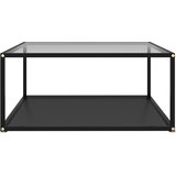  Stolić za kavu prozirni i crni 80 x 80 x 35 cm kaljeno staklo | shoptok.hr