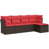  Vrtna garnitura - 5-dijelni set vrtnih sofa s jastucima poliratan smeđi - Smeđa sa spremištem 5 | shoptok.hr