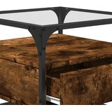  Stolić sa staklenom površinom boja hrasta 50x50x45 cm čelik | shoptok.hr