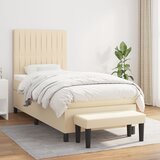  The Living Store Box spring postelja z vzmetnico krem 100x200 cm blago - Box Spring Postelja, (21514577) Cene