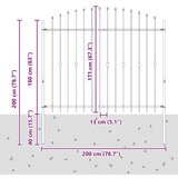  Vrh z bodicami Črna 200 x 200 cm Prašno lakirano jeklo, (5000157844) | Shoptok.si