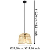 Eglo Glyneath viseća lampa E27, Ø37,5 cm, crna/pleteno drvo prirodne boje, 43873 | shoptok.hr
