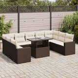 vidaXL 10-dijelni set vrtnih sofa od poliratana s jastucima smeđi | shoptok.hr