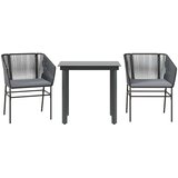  3-dijelni vrtni blagovaonski set s jastucima od crnog | shoptok.hr