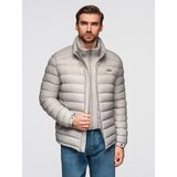 Ombre Men's lightweight jacket of combined materials with hood and decorative quilting - black | Shoptok.si
