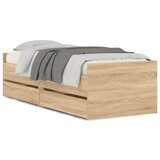 Maison Chic Posteljni okvir - Enojna postelja - Postelja za odrasle s predali sonoma hrast 75x190 cm-J14958, (21772484) | Shoptok.si