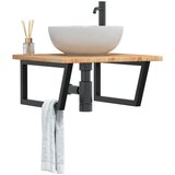  The Living Store Stenska polica za umivalnik jeklo in trdna hrastovina - Polica Za Umivalnik, (21486317) | Shoptok.si