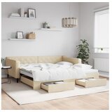 vidaXL Izvlečna dnevna postelja s predali krem 100x200 cm bl Cene