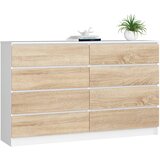 AKORD Komoda, 8 Predalov, Bela/Hrast Sonoma, (5000332135) | Shoptok.si