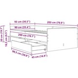  Konstrukcija postelje s predalom Umetni hrast 90 x 200 cm, (5000104217) | Shoptok.si