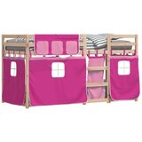 vidaXL Krevet na kat sa zavjesama ružičasti 90 x 200 cm od borovine | shoptok.hr