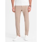 Ombre Men's classic cut pants in fine check - sand | Eponuda.ba
