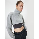 Koton Crop Sweatshirt Oversize Half Zipper Stand Collar Long Sleeve | shoptok.hr