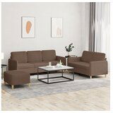 vidaXL 3-dijelni set sofa s jastucima smeđi od tkanine - Smeđa S osloncem za noge | shoptok.hr