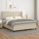  s oprugama i madracem krem 180x200 cm od umjetne kože | shoptok.hr