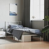 vidaXL Kovinski posteljni okvir z vzglavjem bel 90x190 cm Cene