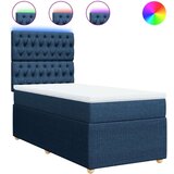 vidaXL Box spring postelja z vzmetnico modra 90x190 cm blago, (21291511) | Shoptok.si