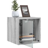 vidaXL Nočna omarica s steklenimi vrati 2 kosa siva sonoma 35x37x35 cm | Shoptok.si