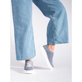 Shelvt Blue suede leather platform shoes | shoptok.hr