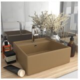  Luksuzni četvrtasti umivaonik mat krem 41 x 41 cm keramički | shoptok.hr