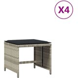  Vrtni stolčki z blazinami 4 kosi sv. sivi 40x40x35 cm PE ratan | Shoptok.si