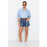 Trendyol Shorts - Blue - High Waist Cene