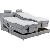MID.YOU POSTELJA BOXSPRING 180 cm x 200 cm , tekstil, leseni material svetlo siva | Shoptok.si