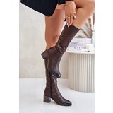 Boto Insulated boots with a heel eco leather to mid-calf brown Ellithira | Eponuda.ba