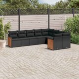  9-dijelni set vrtnih sofa s jastucima crni od poliratana | shoptok.hr