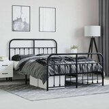 vidaXL Kovinski posteljni okvir z vzglavjem in vznožjem črn 140x200 cm | Shoptok.si
