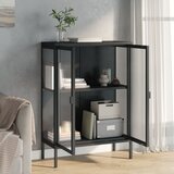  Komoda crna 75 x 35 x 105 cm od stakla i čelika | shoptok.hr