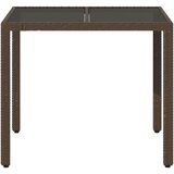  Vrtni stol sa staklenom pločom smeđi 90x90x75 cm od poliratana | shoptok.hr