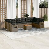 vidaXL 11-dijelni set vrtnih sofa od poliratana s jastucima sivi | shoptok.hr