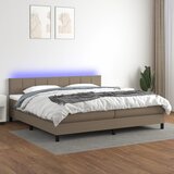  box spring s madracem LED smeđesivi 200x200 cm tkanina | shoptok.hr