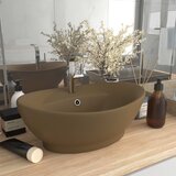  Luksuzni ovalni umivaonik mat krem 58,5 x 39 cm keramički | shoptok.hr