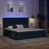  Krevet S LED lampica s uzglavljem Plava 200 x 200 cm tkanina | shoptok.hr