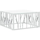 Maison Chic Klubska mizica - kavna mizica - Nizka mizica srebrna 80x80x40 cm nerjaveče jeklo in steklo, (21752531) Cene