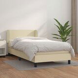 vidaXL Box spring postelja z vzmetnico krem 90x200 cm umetno usnje | Shoptok.si