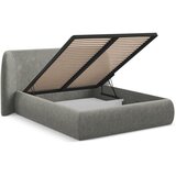 Makamii Sivi tapecirani bračni krevet s prostorom za odlaganje s podnicom 160x200 cm Hauke – | shoptok.hr