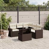  6-dijelni set vrtnih sofa od poliratana s jastucima smeđi | shoptok.hr