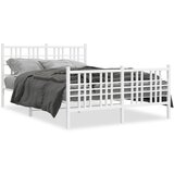vidaXL Kovinski posteljni okvir z vzglavjem in vznožjem bel 120x190 cm | Shoptok.si