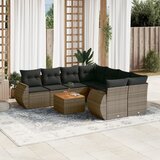 Maison Chic Seti vrtnega pohištva - Vrtna garnitura - Vrtni pohištvo set 9-delna z blazinami siv poli ratan, (21798112) | Shoptok.si